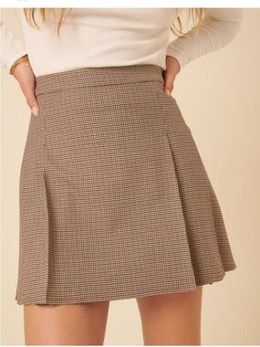 GLG Tan‎ Houndstooth Circle Skirt